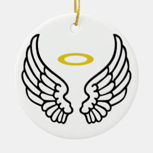 Angel Wings and Halo Ceramic Tree Decoration