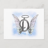 Angel Wings and Halo Monogram Letter D