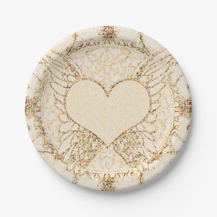 Angel Wings and Heart Paper Plate