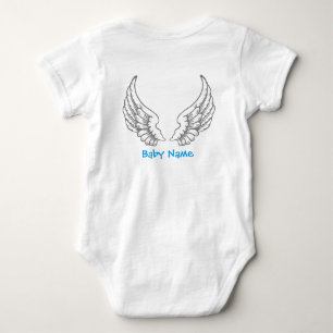 Angel Wings Baby Name Blue Bodysuit Grey