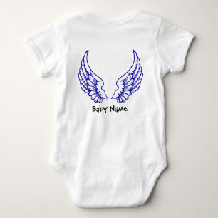 Angel Wings Baby Name Bodysuit Blue