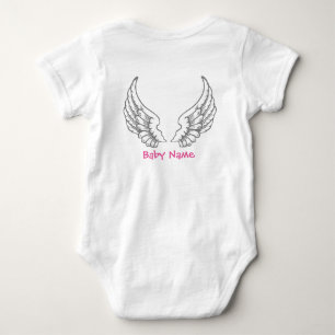 Angel Wings Baby Name Pink Bodysuit Grey