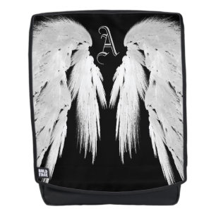 ANGEL WINGS Black Custom Monogram Backpack