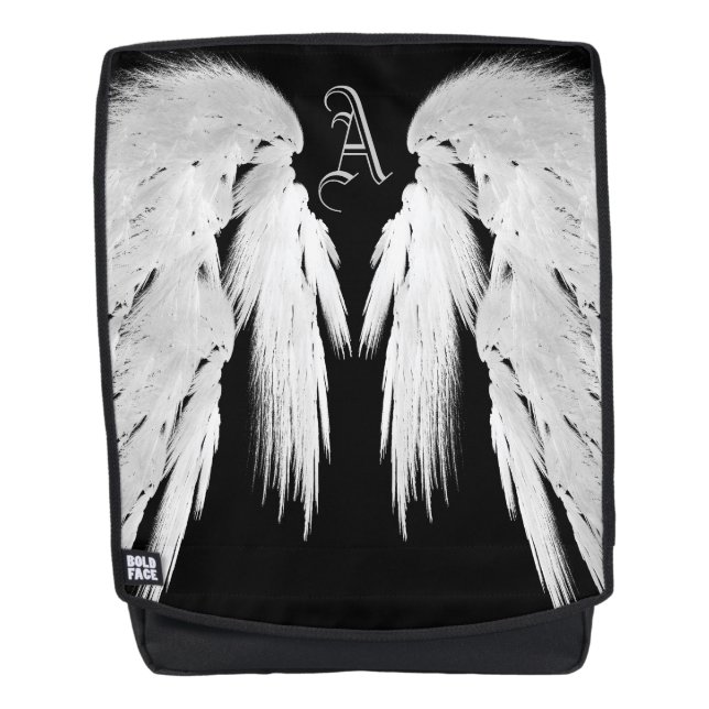 ANGEL WINGS Black Custom Monogram Backpack (Front)