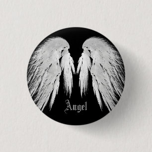 ANGEL WINGS Black Custom Name 3 Cm Round Badge