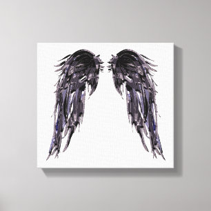 Angel Wings Black Digital Art Black White Canvas Print