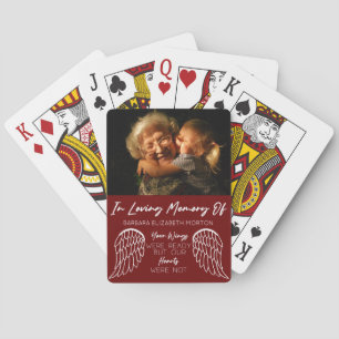 Angel Wings Burgundy Custom Photo Memorial Gift Playing Cards