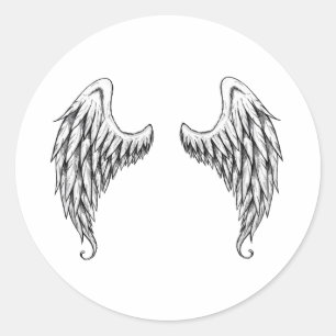 Angel wings classic round sticker