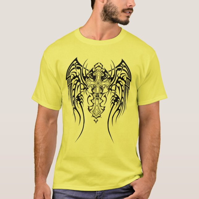 Angel Wings Cross Pattern T-Shirt (Front)