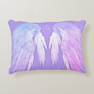 ANGEL WINGS Fairy Purple Monogram Decorative Cushion
