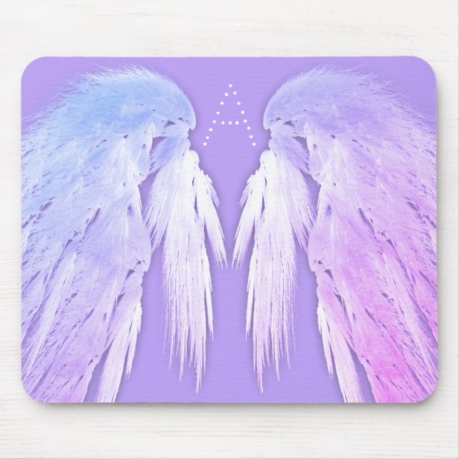 ANGEL WINGS Fairy Purple Monogram Mouse Pad (Front)