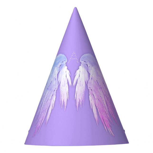 ANGEL WINGS Fairy Purple Monogram Party Hat (Front)