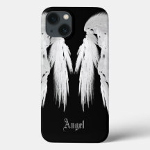 ANGEL WINGS Grey Touched Feathers Custom Name