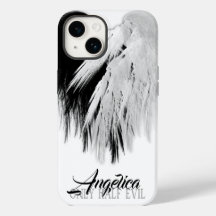 ANGEL WINGS HEART Black+White Only Half Evil Funny