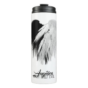 ANGEL WINGS HEART Black+White Only Half Evil Funny Thermal Tumbler