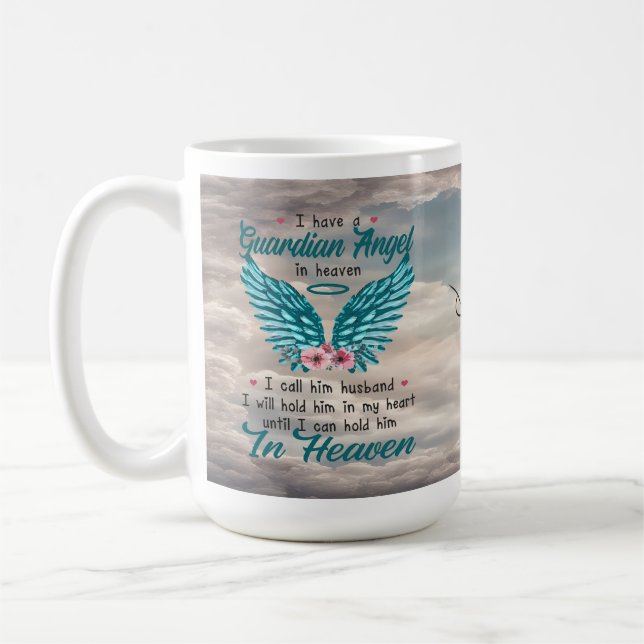 Angel Wings Husband Memorial Custom Mug (Left)