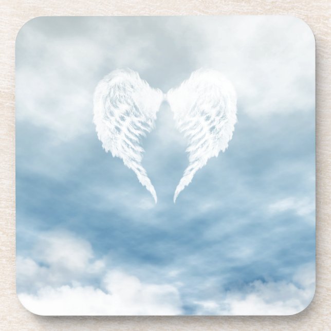 Angel Wings in Cloudy Blue Sky Coaster (Front)