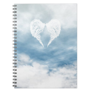 Angel Wings in Cloudy Blue Sky Spiral Notebook