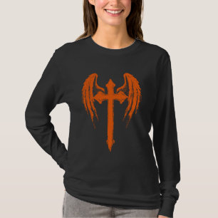 Angel Wings Jesus Christ Cross Christian Orange T-Shirt