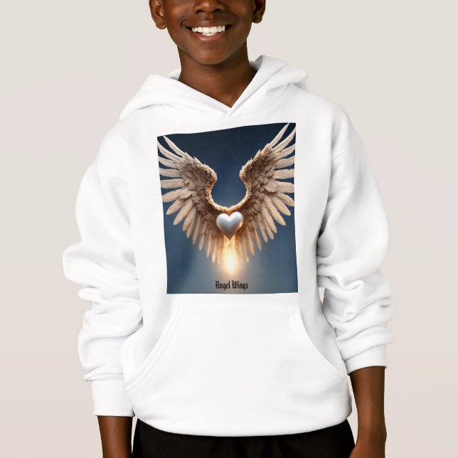 Angel Wings Kids' Pullover Hoodie (Front)