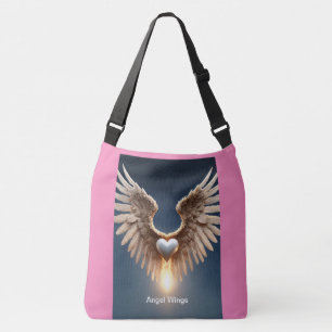Angel Wings Large Cross-Body Tote Bag With Pink BG