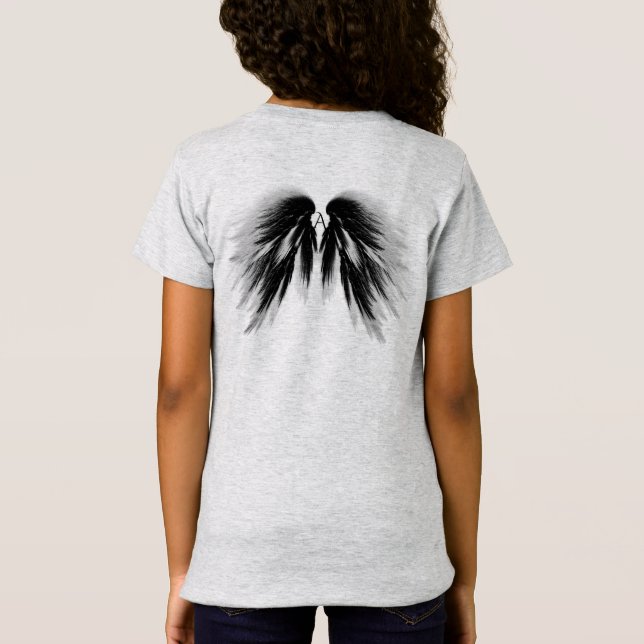 ANGEL WINGS Monogram Black Grey T-Shirt (Back)