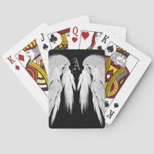 ANGEL WINGS Monogram Black Playing Cards