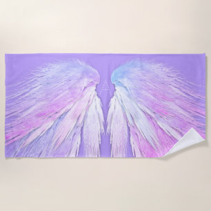 ANGEL WINGS Monogram Fairy Purple Beach Towel