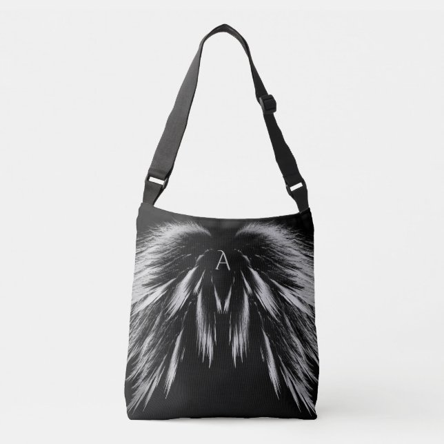 ANGEL WINGS Monogram Grey Black Crossbody Bag (Front)