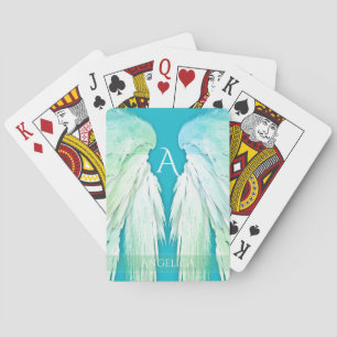 ANGEL WINGS Monogram Name Fresh Ombre Playing Cards