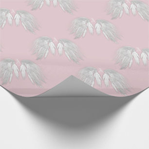 ANGEL WINGS Monogram Pink Wrapping Paper
