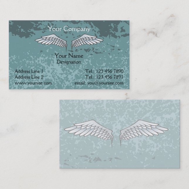 Angel Wings Muddy Blue Business Card (Front/Back)