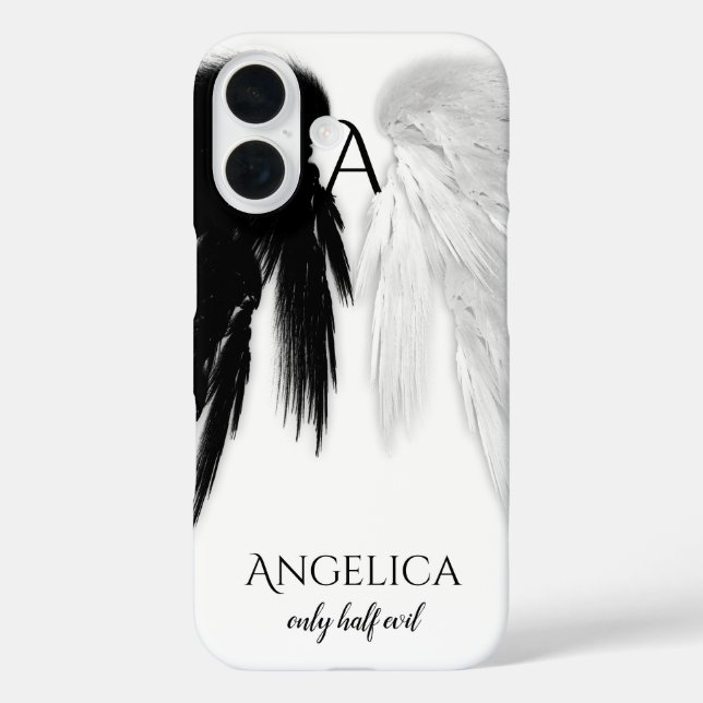 ANGEL WINGS 'Only Half Evil' Monogram Funny Case-Mate iPhone Case (Back)