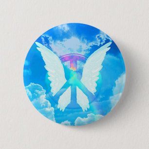 Angel Wings & Peace 6 Cm Round Badge