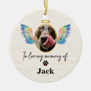 Angel Wings Personalised Dog Memorial Ceramic Tree Decoration