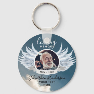 Angel Wings Photo Loving Memory Funeral/Memorial Key Ring