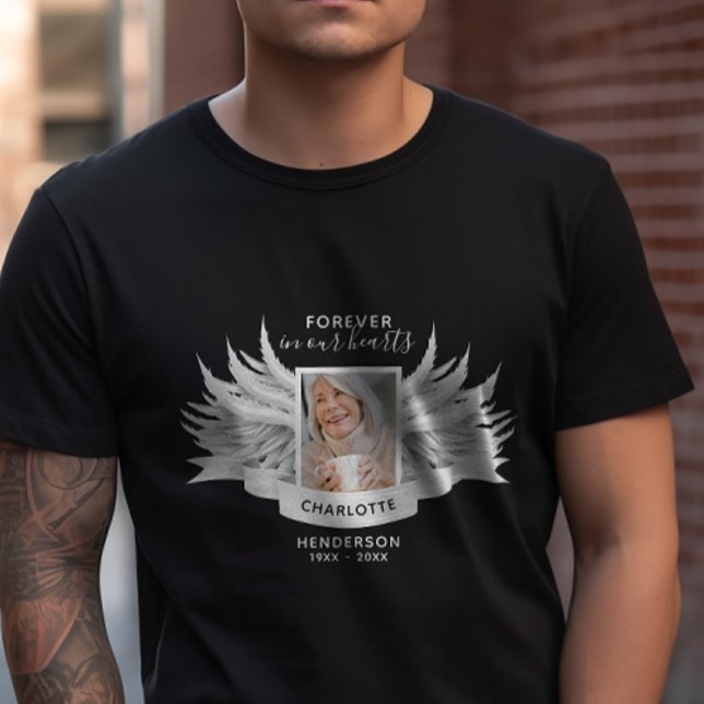 Angel Wings Photo Loving Memory Funeral/Memorial T-Shirt (Creator Uploaded)