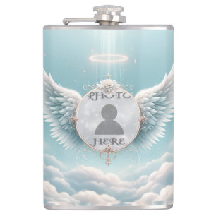 Angel Wings Photo Memorial Hip Flask