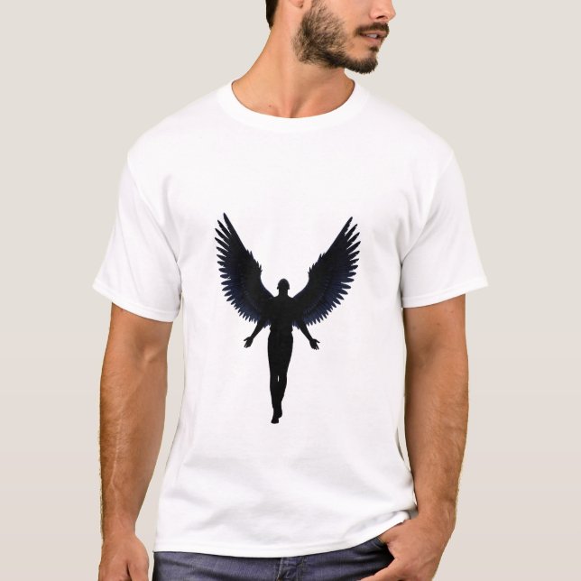 Angel Wings Silhouette T-Shirt – Dark Minimalist (Front)