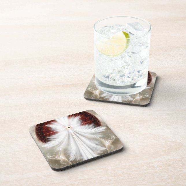 Angel Wings Snowflake Fractal Art Coaster (Right Side)