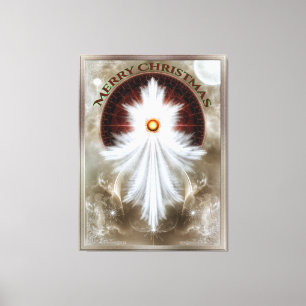 Angel Wings Snowflake Merry Christmas Canvas Print