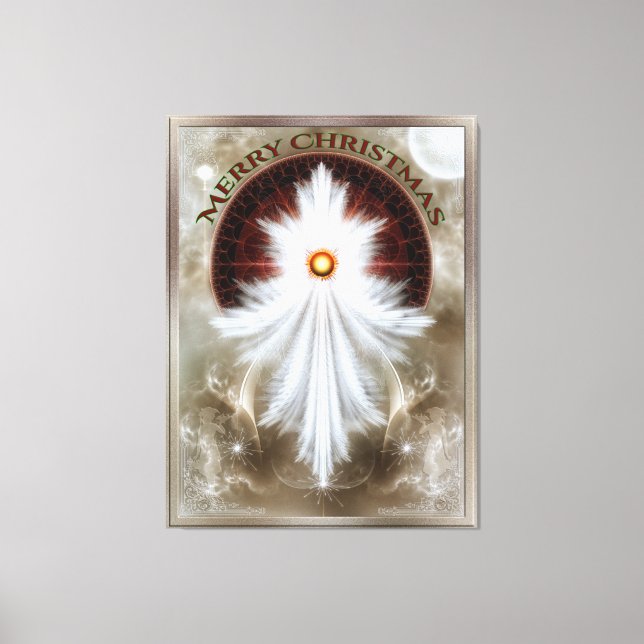 Angel Wings Snowflake Merry Christmas Canvas Print (Front)