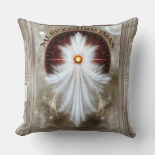 Angel Wings Snowflake Merry Christmas Cushion
