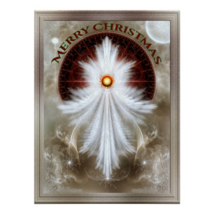 Angel Wings Snowflake Merry Christmas Poster