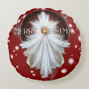 Angel Wings Snowflake Merry Christmas TW ISO Round Cushion
