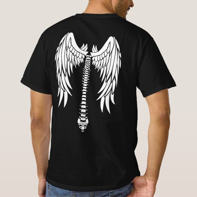 ANGEL WINGS SPINE BACK PHOTO GRADUATE CELEBRATION T-Shirt (Back)