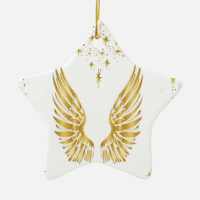 Angel Wings Star Christmas Ornament (Front)