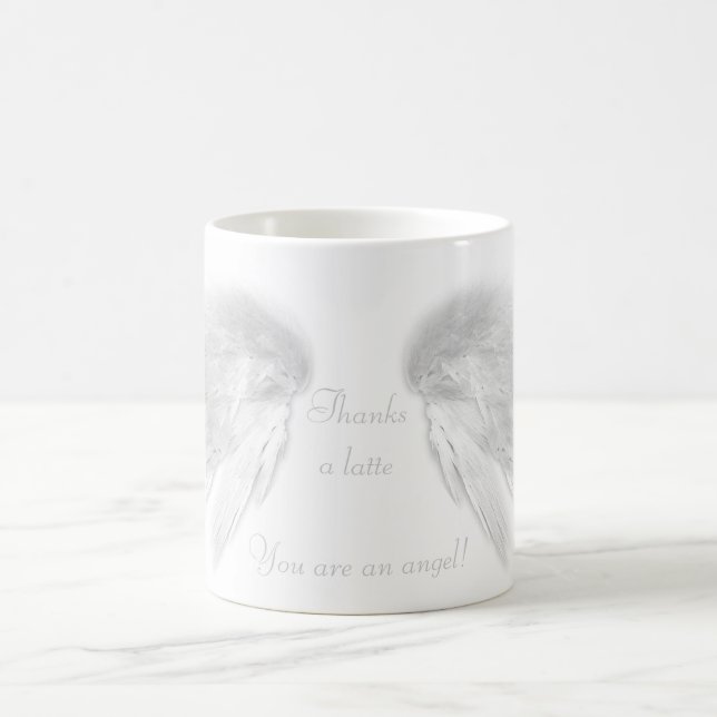 ANGEL WINGS 'Thanks a latte' Coffee Pun Mug (Center)