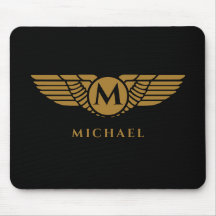 Angel Wings Vintage Golden Name Initial Monogram
