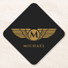 Angel Wings Vintage Golden Name Initial Monogram